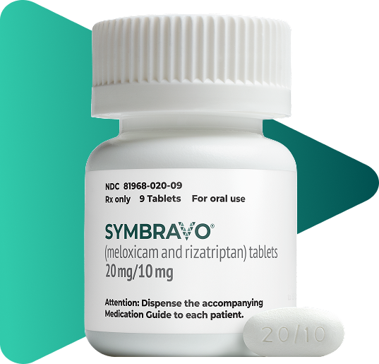 SYMBRAVO® (meloxicam and rizatriptan) pill bottle